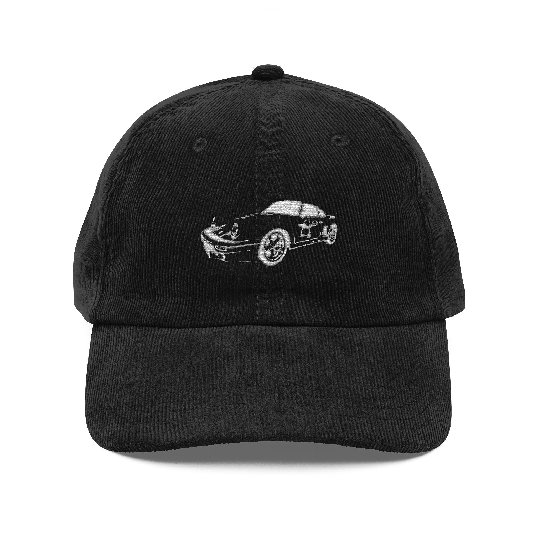 Vintage Corduroy Cap with Embroidered Classic Car Design