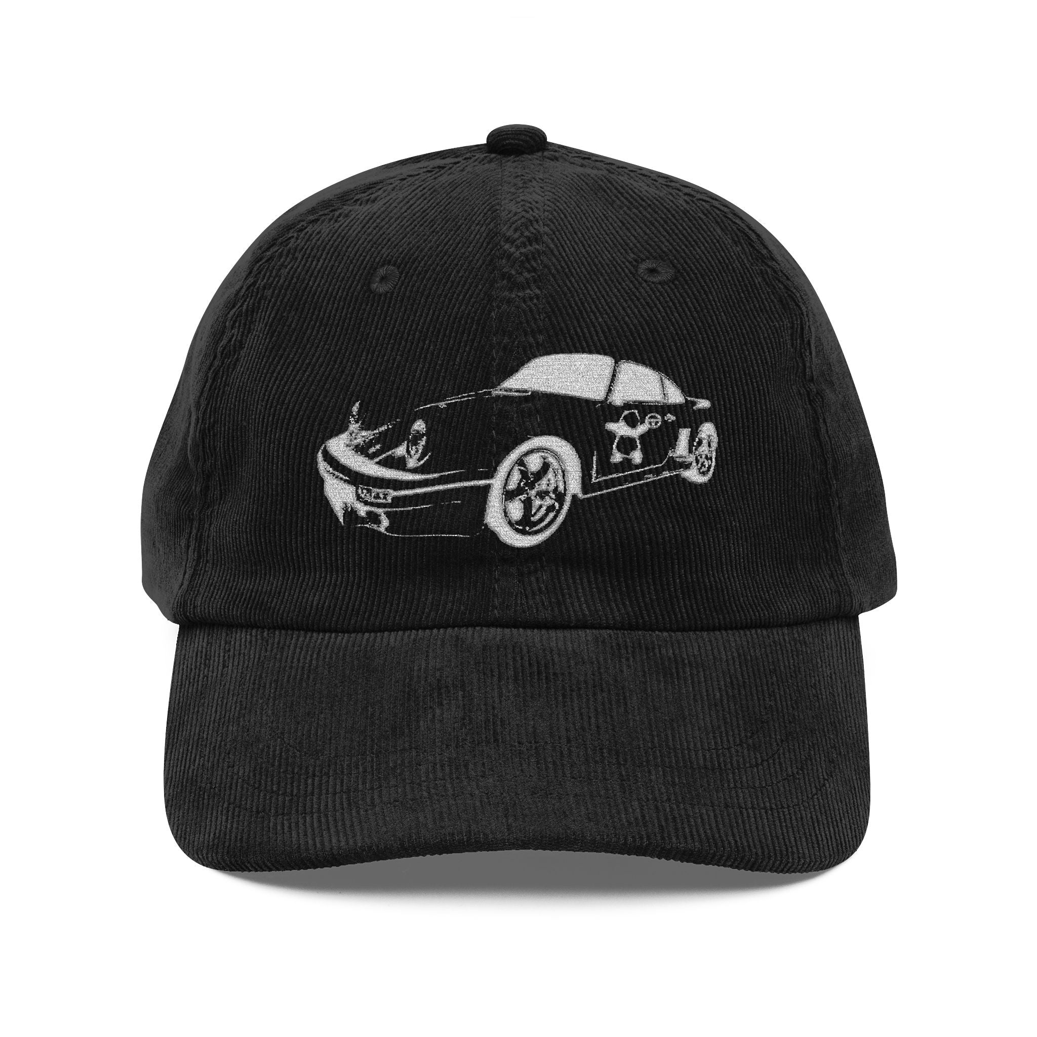 Vintage Embroidered Corduroy Cap for Car Enthusiasts
